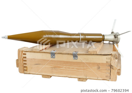 Russian army ammunition box with russaian rocket-propelled grenade. 79682394