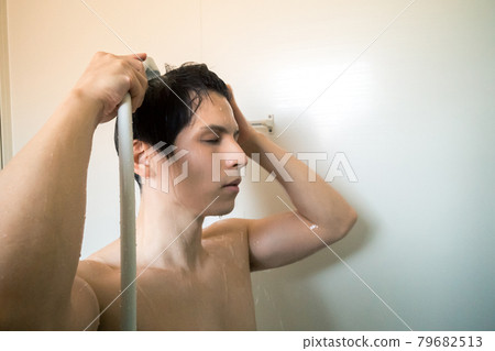 Young man shower scene Young man shower scene 79682513