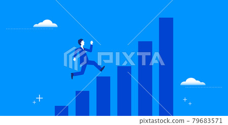 Running businessman and graph illustration image, vector 79683571