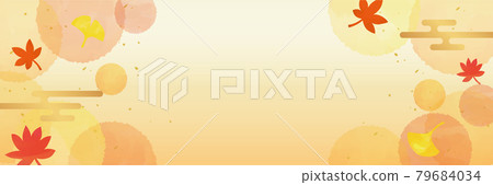 Autumn leaves and polka dot watercolor Japanese pattern background Autumn leaves and polka dot watercolor Japanese pattern background 79684034