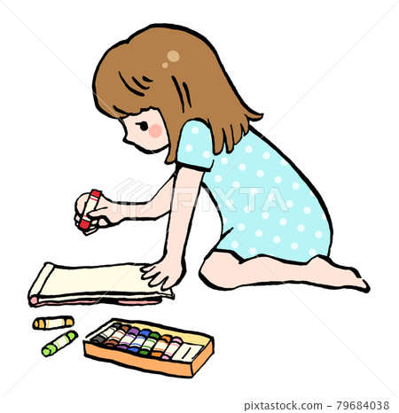 一個女孩畫畫的插圖 79684038