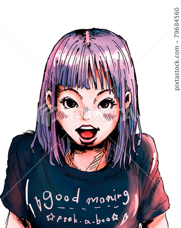 Purple haired woman Purple haired woman 79684560