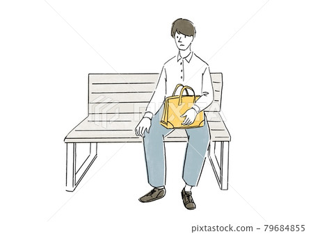 A businessman sitting on the bench A businessman sitting on the bench 79684855