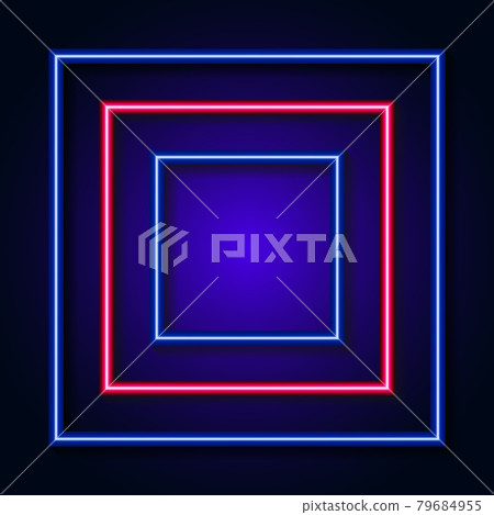 Abstract background with Neon light circle frame on background. Vector illustration 79684955