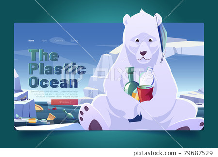 Plastic ocean landing page with polar bear, seal 79687529