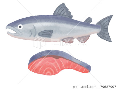 色鉛筆手繪秋季食品鮭魚插畫 色鉛筆手繪秋季食品鮭魚插畫 79687907