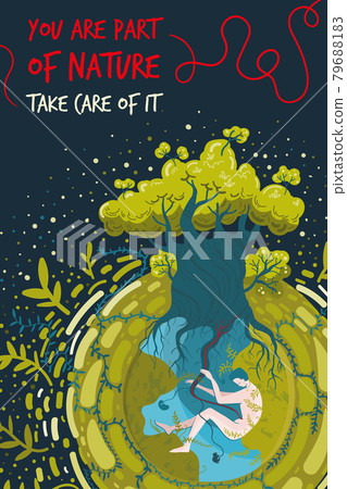 Conceptual poster on ecological and nature protection theme. 79688183
