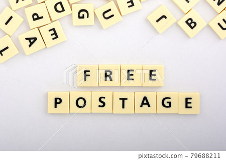 Free postage word on the white background Free postage word on the white background 79688211
