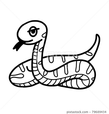 Doodle hand drawn snake for kids coloring concept Doodle hand drawn snake for kids coloring concept 79689434