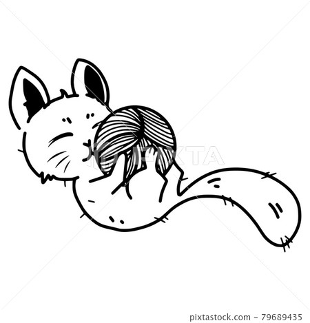 Doodle hand drawn kitten for kids coloring concept Doodle hand drawn kitten for kids coloring concept 79689435
