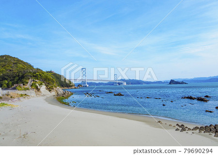 Naruto Bridge and sandy beach Naruto Bridge and sandy beach 79690294