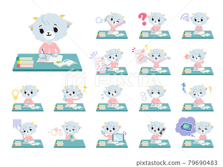 A set of sheep girls studying 79690483