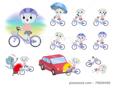 Set of sheep boy riding city bike 79690490