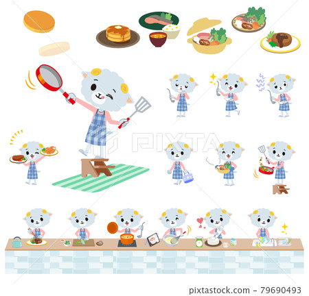 Set of sheep boy cooking Set of sheep boy cooking 79690493
