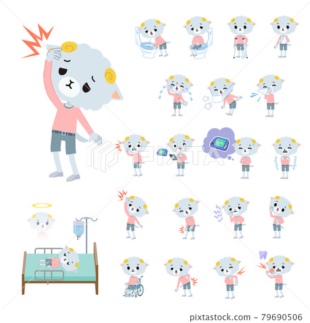 Set of injured and sick sheep boys Set of injured and sick sheep boys 79690506