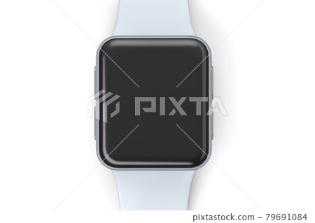 Stainless silver smart watch or fitness tracker isolated on white background. 79691084