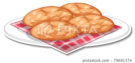Cookies in plate sticker on white background 79691374