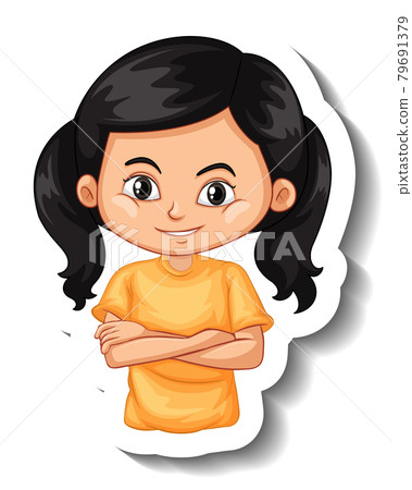 A sticker template with portrait of a girl cartoon character A sticker template with portrait of a girl cartoon character 79691379