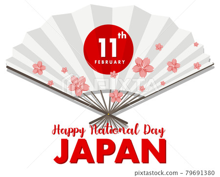 Happy Japan's National Day on February 11th banner with Japan fan Happy Japan's National Day on February 11th banner with Japan fan 79691380