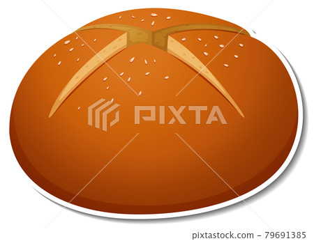 Hot cross bun sticker on white background Hot cross bun sticker on white background 79691385