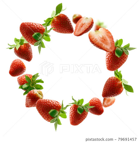 Lots of strawberries in the shape of a frame. Isolated on a white background Lots of strawberries in the shape of a frame. Isolated on a white background 79691457