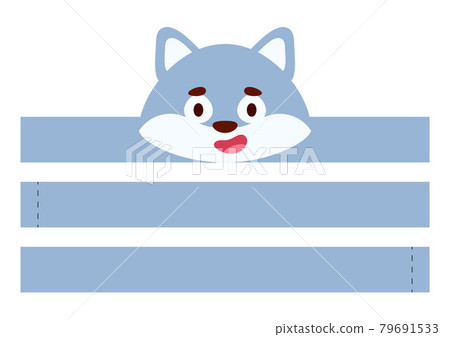 Printable wolf paper crown. Diy cut party ribbon template for birthday, christmas, baby shower. Fun accessory for entertainment. Print, cut and glue. Vector stock illustration. 79691533