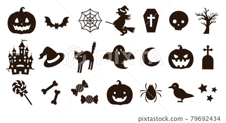 Cute and stylish Halloween icon vector illustration set frame (background, silhouette, shadow) Cute and stylish Halloween icon vector illustration set frame (background, silhouette, shadow) 79692434