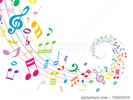 Lively and colorful music notes and musical staves Music Lively and colorful music notes and musical staves Music 79692650