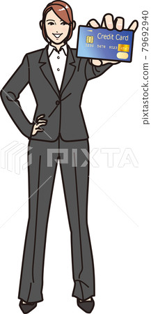 顯示信用卡全身的女人 79692940