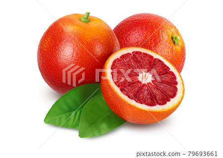 Blood red oranges with half isolated on white background with clipping path and full depth of field Blood red oranges with half isolated on white background with clipping path and full depth of field 79693661