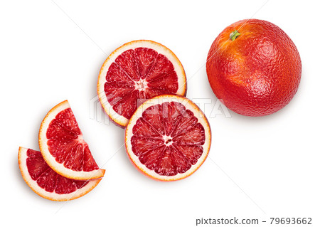 Blood red oranges isolated on white background with clipping path. Top view. Flat lay 79693662