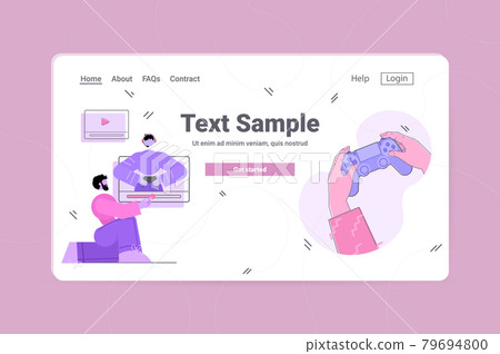 blogger recording game process online blog live streaming blogging concept guy playing video games 79694800
