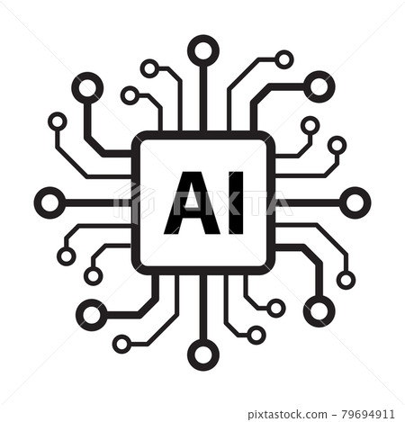 Artificial intelligence AI processor chip vector icon symbol for graphic design, logo, web site, social media, mobile app, ui illustration 79694911