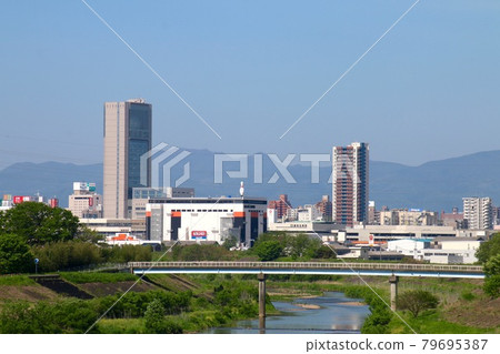 Koriyama City streetscape and Abukuma River (Koriyama City, Fukushima Prefecture) Koriyama City streetscape and Abukuma River (Koriyama City, Fukushima Prefecture) 79695387