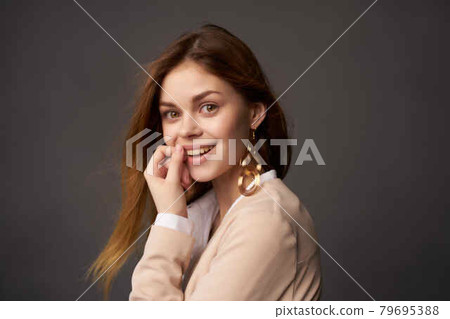 pretty red-haired woman decoration smile fashion luxury pretty red-haired woman decoration smile fashion luxury 79695388