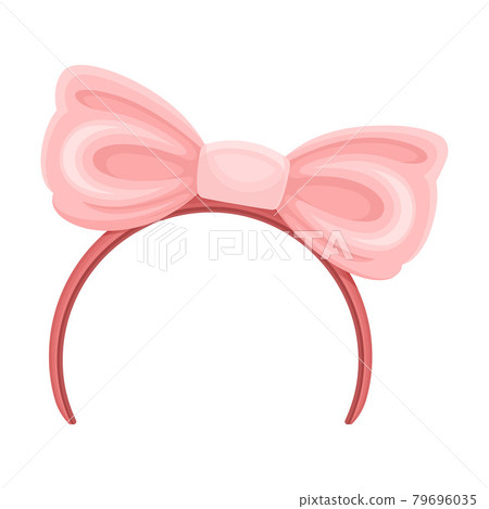 Hairband with Pink Bow as Party Birthday Photo Booth Prop Vector Illustration 79696035