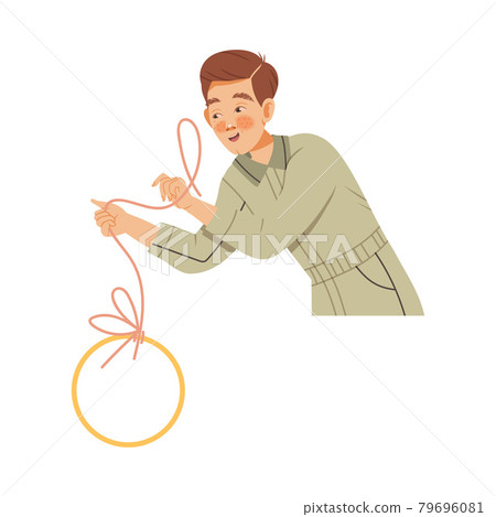 Freckled Man Photographer in Overall Retouching Photograph with Lasso Tool Vector Illustration Freckled Man Photographer in Overall Retouching Photograph with Lasso Tool Vector Illustration 79696081