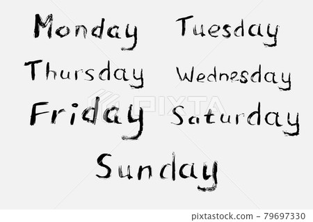 The days of the week, hand-drawn with a brush. The days of the week, hand-drawn with a brush. 79697330