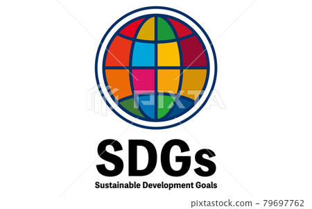 SDGs、17 個目標的指定顏色的地球圖示/標誌 79697762