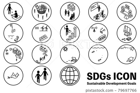 SDGs，17 個目標圓形圖標，黑白版本 79697766