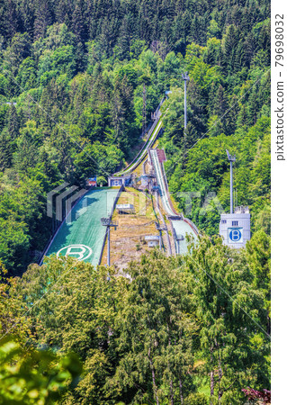 Bischofshofen with ski jump in Tyrolian Alps, Austria Bischofshofen with ski jump in Tyrolian Alps, Austria 79698032