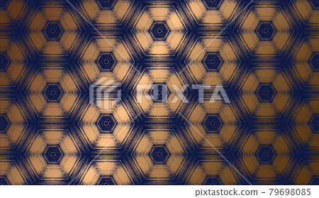 Abstract gold and dark blue textured pattern with kaleidoscope effect Abstract gold and dark blue textured pattern with kaleidoscope effect 79698085