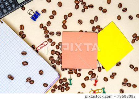 Multiple Assorted Collection Office Stationery Photo With Pens Pencils Notepads Notebook Ruler Stapler Scissors Clippers Paper Clips Holders Clipboard Placed Over Table 79698092