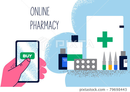 Online pharmacy shopping drugs concept Online pharmacy shopping drugs concept 79698443