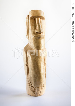Traditional statue of a moai from Easter Island on white background 79700016