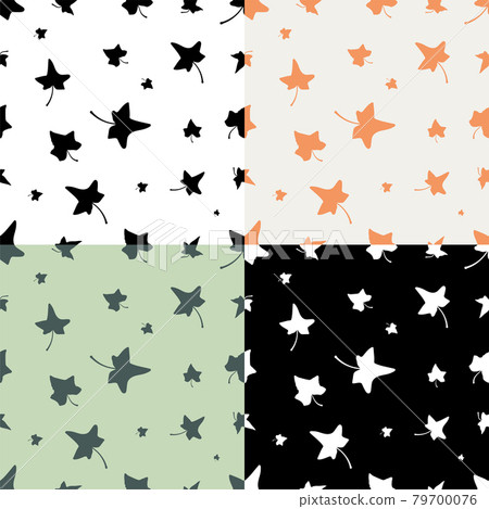 set of seamless patterns with silhouettes of IVY liana grass leaves. Ornament for decoration and printing on fabric. Design element. Vector set of seamless patterns with silhouettes of IVY liana grass leaves. Ornament for decoration and printing on fabric. Design element. Vector 79700076