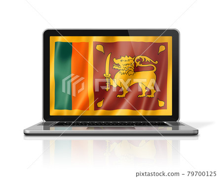 Sri Lanka flag on laptop screen isolated on white. 3D illustration 79700125