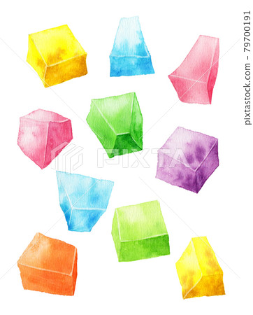 用各種顏色的刀切模擬水彩琥珀糖 79700191