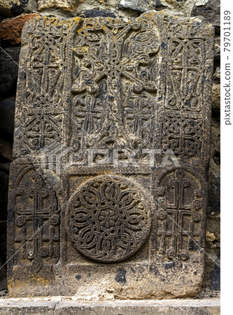 Khachkar in monastery. Khachkar in monastery. 79701189