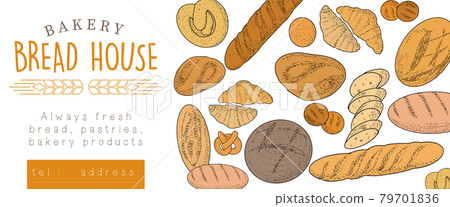 Bakery emblem and bread set 79701836